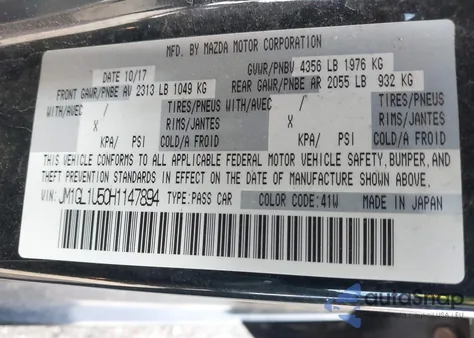 2017 Mazda Mazda6 Sport from USA, damaged, VIN JM1GL1U50H1147894